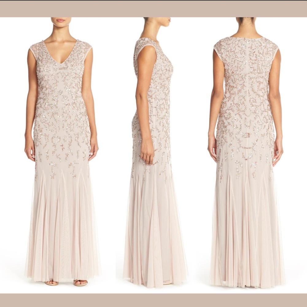 NWT Aidan Mattox Embellished Mesh Gown 6
